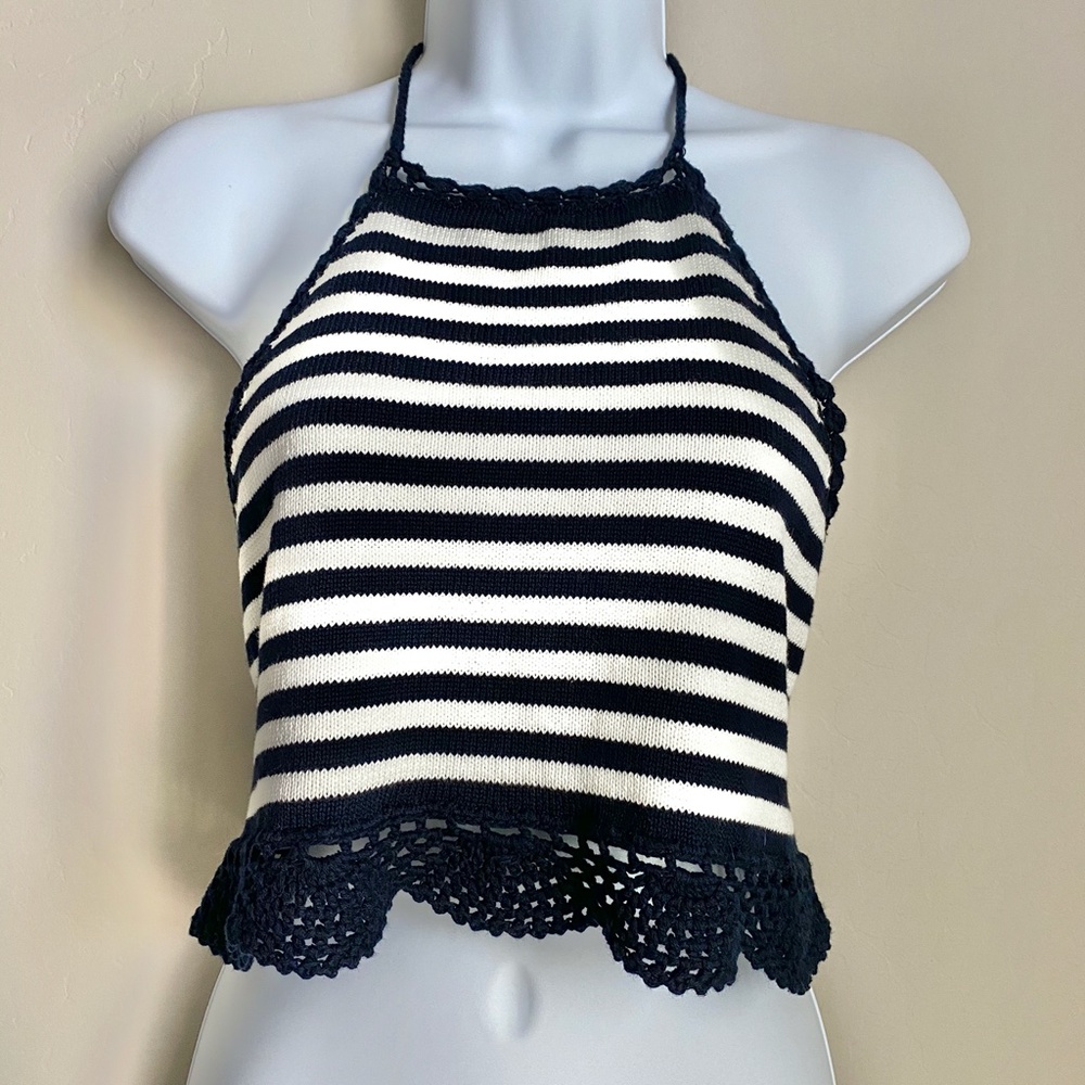 🍁 Atmosphere Stripe Halter Knit Top - Picture 3 of 5